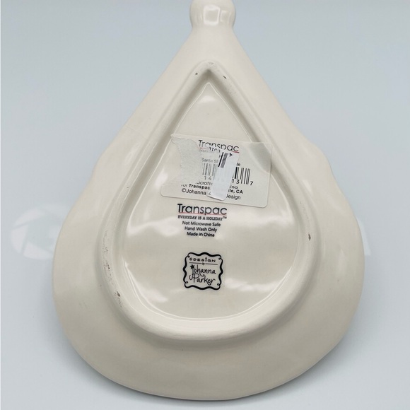 Johanna Parker Santa Claus Face Ceramic Trinket Plate Spoon Rest Christmas -NWT - Picture 3 of 4